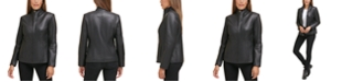 Cole Haan Women's Wing Collar Leather Coat